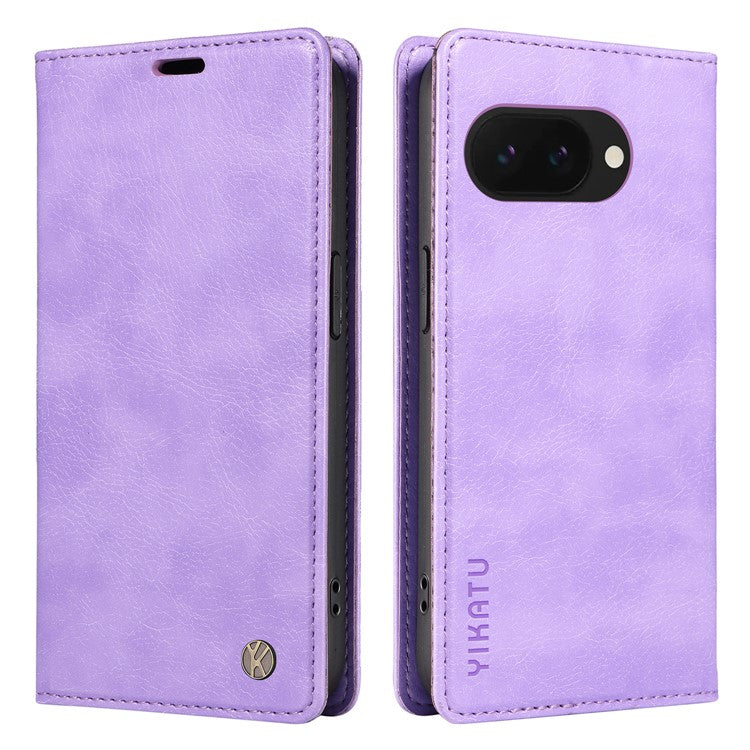 YIKATU YK-006 For Google Pixel 9a Case Magnetic Closure Leather Phone Cover Litchi Texture - Purple