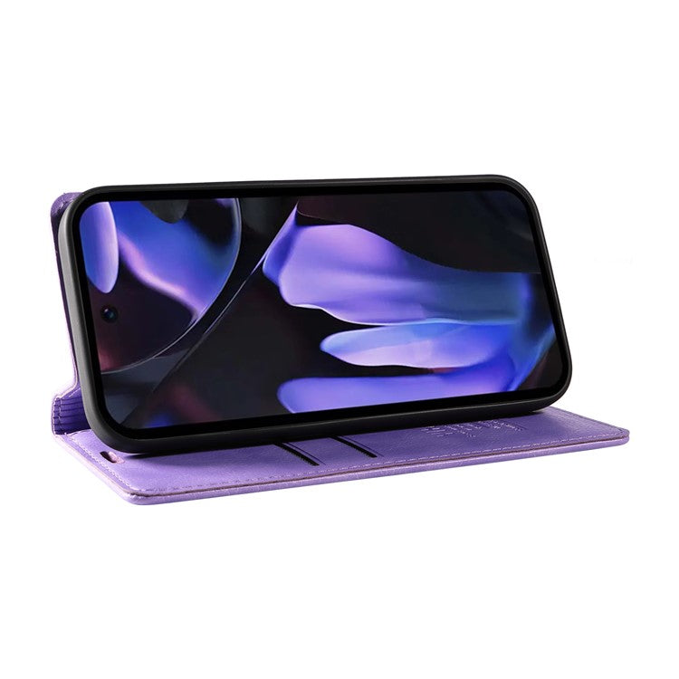 YIKATU YK-006 For Google Pixel 9a Case Magnetic Closure Leather Phone Cover Litchi Texture - Purple