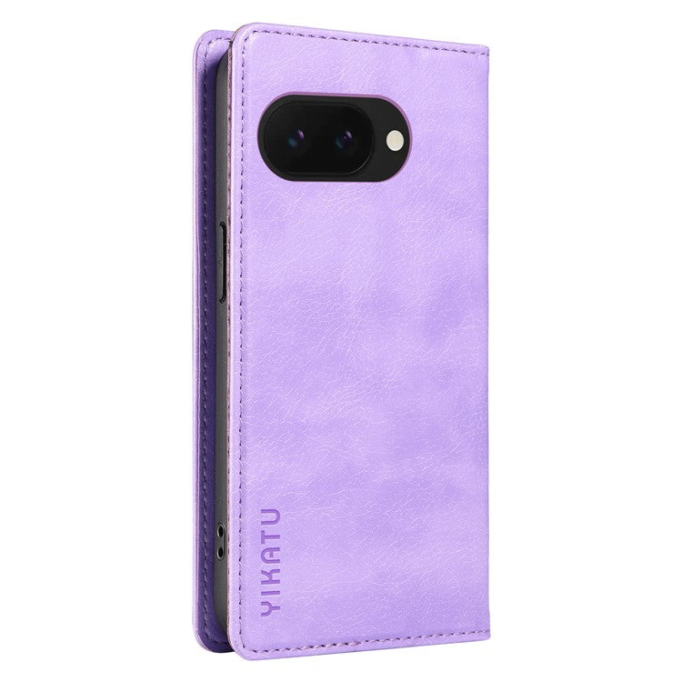 YIKATU YK-006 For Google Pixel 9a Case Magnetic Closure Leather Phone Cover Litchi Texture - Purple