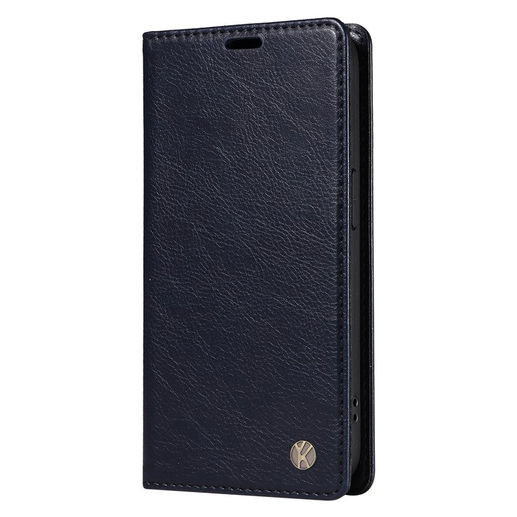 YIKATU YK-006 For Google Pixel 9a Case Magnetic Closure Leather Phone Cover Litchi Texture - Navy Blue