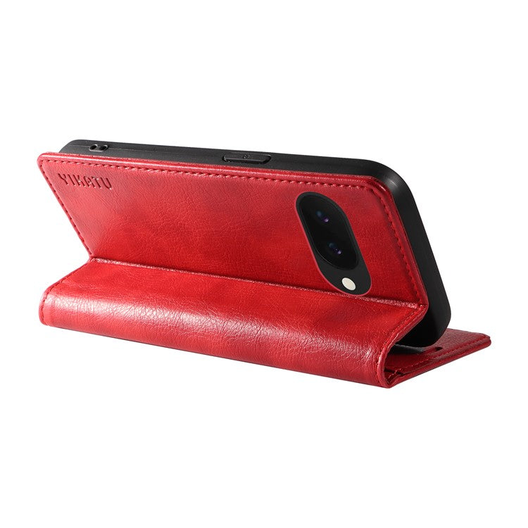YIKATU YK-006 For Google Pixel 9a Case Magnetic Closure Leather Phone Cover Litchi Texture - Red