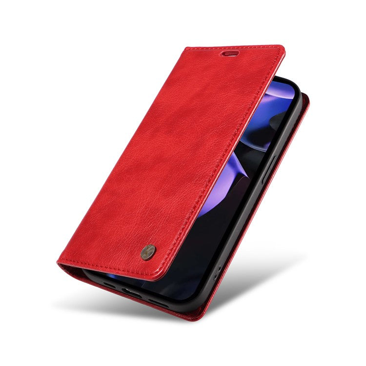 YIKATU YK-006 For Google Pixel 9a Case Magnetic Closure Leather Phone Cover Litchi Texture - Red