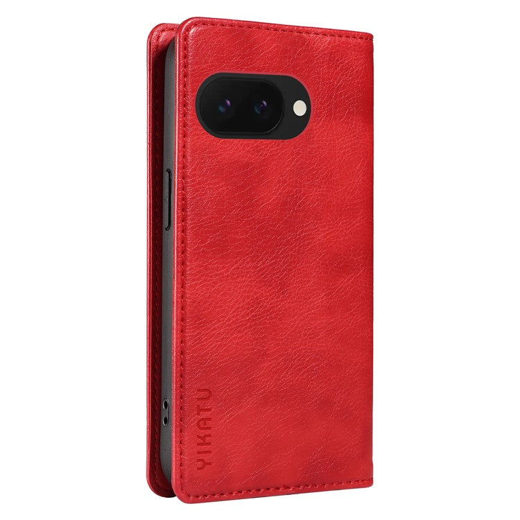 YIKATU YK-006 For Google Pixel 9a Case Magnetic Closure Leather Phone Cover Litchi Texture - Red