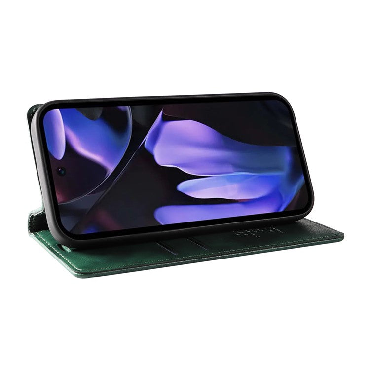 YIKATU YK-006 For Google Pixel 9a Case Magnetic Closure Leather Phone Cover Litchi Texture - Green