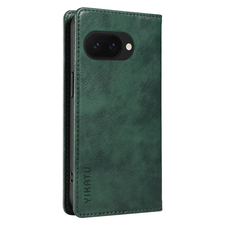 YIKATU YK-006 For Google Pixel 9a Case Magnetic Closure Leather Phone Cover Litchi Texture - Green