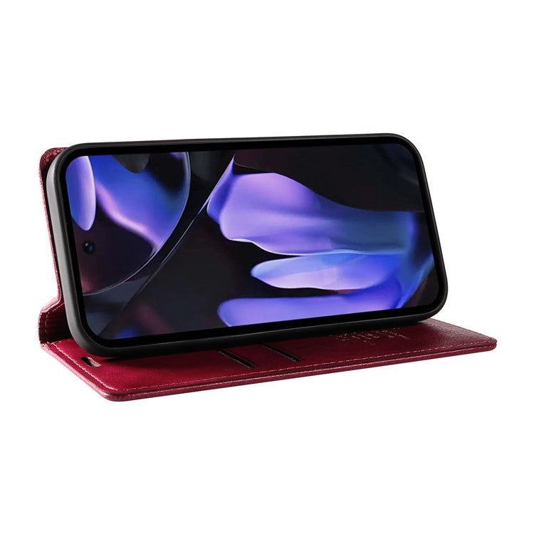 YIKATU YK-006 For Google Pixel 9a Case Magnetic Closure Leather Phone Cover Litchi Texture - Wine Red