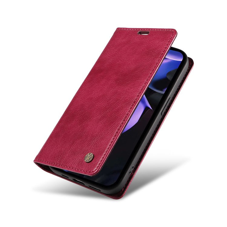 YIKATU YK-006 For Google Pixel 9a Case Magnetic Closure Leather Phone Cover Litchi Texture - Wine Red