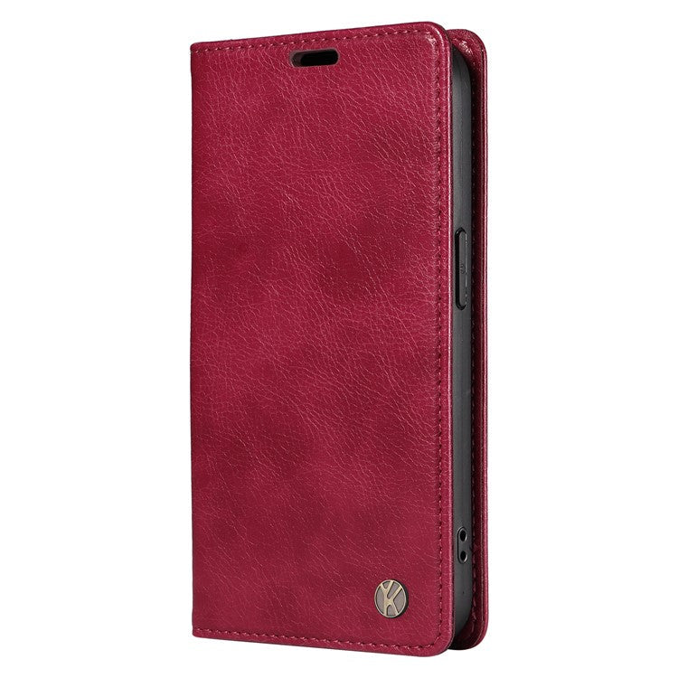 YIKATU YK-006 For Google Pixel 9a Case Magnetic Closure Leather Phone Cover Litchi Texture - Wine Red