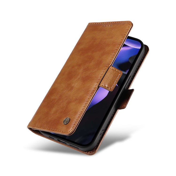 YIKATU YK-007 For Google Pixel 9a Case Side Buckle PU Leather Phone Cover Litchi Texture - Brown