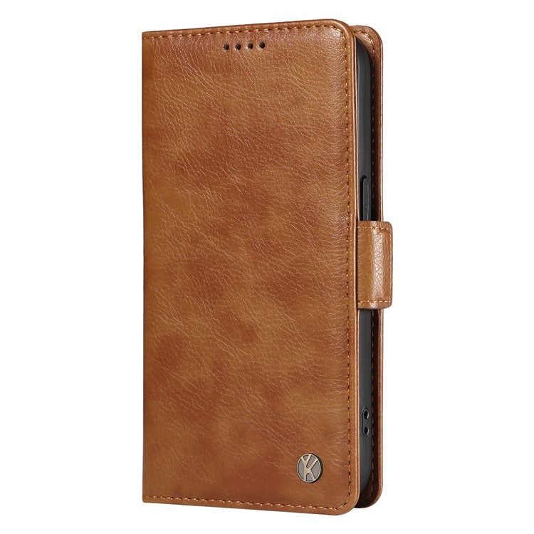 YIKATU YK-007 For Google Pixel 9a Case Side Buckle PU Leather Phone Cover Litchi Texture - Brown