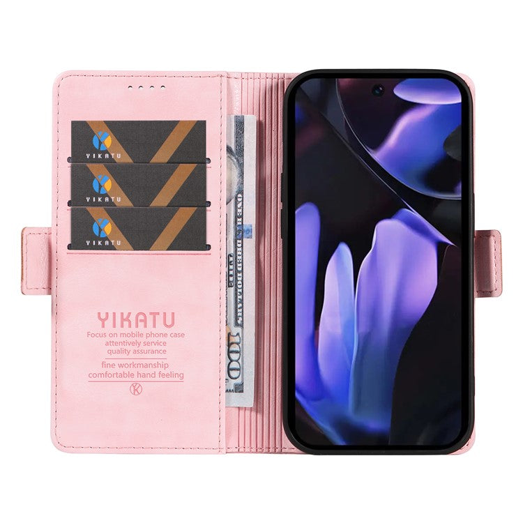 YIKATU YK-007 For Google Pixel 9a Case Side Buckle PU Leather Phone Cover Litchi Texture - Pink