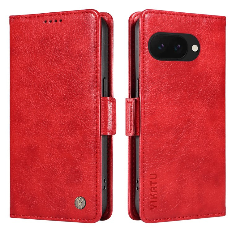 YIKATU YK-007 For Google Pixel 9a Case Side Buckle PU Leather Phone Cover Litchi Texture - Red