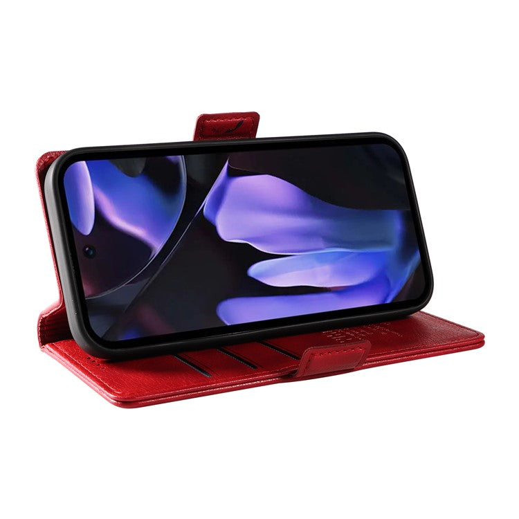 YIKATU YK-007 For Google Pixel 9a Case Side Buckle PU Leather Phone Cover Litchi Texture - Red