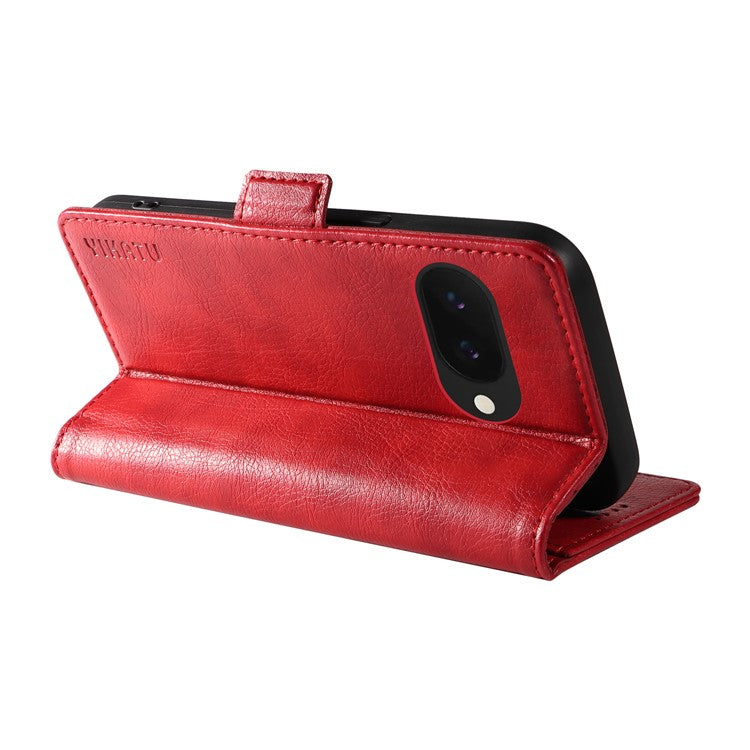 YIKATU YK-007 For Google Pixel 9a Case Side Buckle PU Leather Phone Cover Litchi Texture - Red