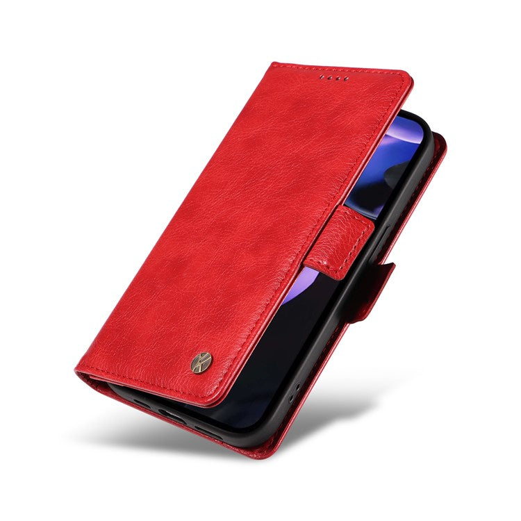 YIKATU YK-007 For Google Pixel 9a Case Side Buckle PU Leather Phone Cover Litchi Texture - Red