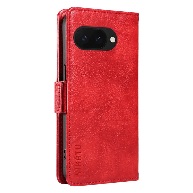 YIKATU YK-007 For Google Pixel 9a Case Side Buckle PU Leather Phone Cover Litchi Texture - Red