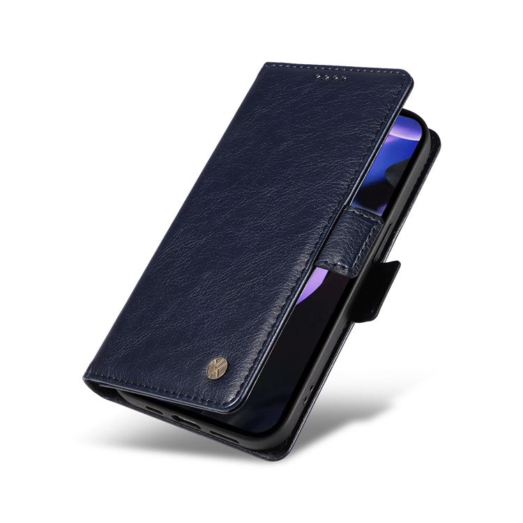 YIKATU YK-007 For Google Pixel 9a Case Side Buckle PU Leather Phone Cover Litchi Texture - Navy Blue
