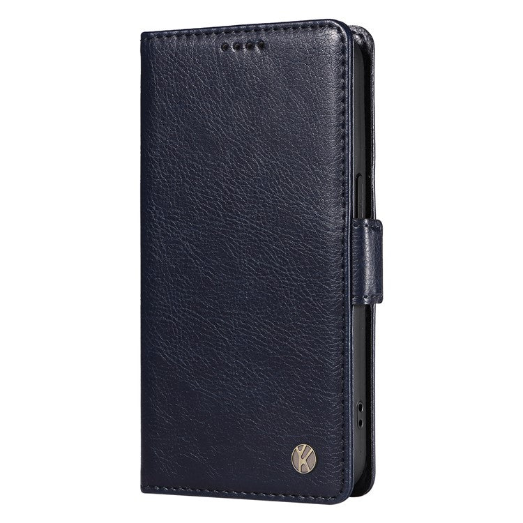 YIKATU YK-007 For Google Pixel 9a Case Side Buckle PU Leather Phone Cover Litchi Texture - Navy Blue
