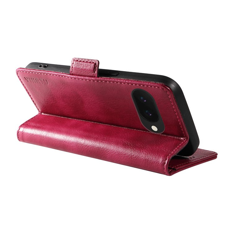YIKATU YK-007 For Google Pixel 9a Case Side Buckle PU Leather Phone Cover Litchi Texture - Wine Red