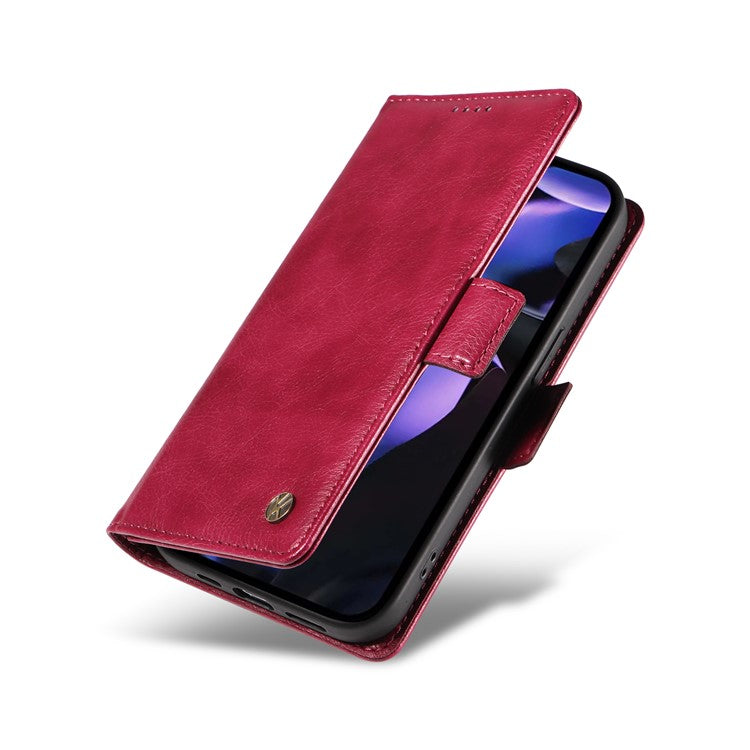 YIKATU YK-007 For Google Pixel 9a Case Side Buckle PU Leather Phone Cover Litchi Texture - Wine Red