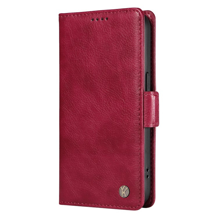YIKATU YK-007 For Google Pixel 9a Case Side Buckle PU Leather Phone Cover Litchi Texture - Wine Red