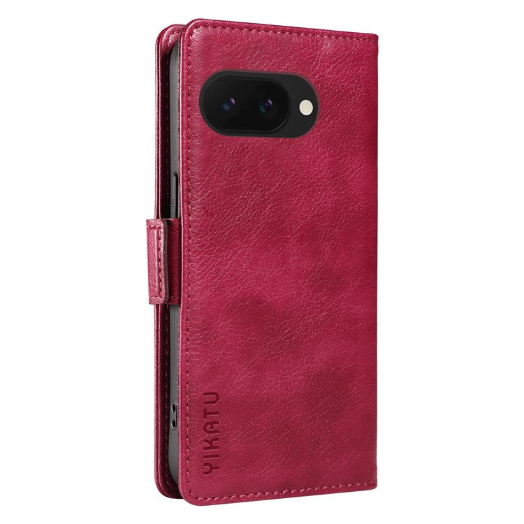 YIKATU YK-007 For Google Pixel 9a Case Side Buckle PU Leather Phone Cover Litchi Texture - Wine Red