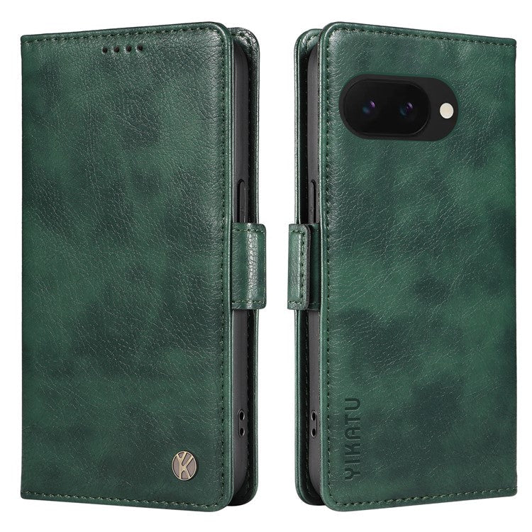 YIKATU YK-007 For Google Pixel 9a Case Side Buckle PU Leather Phone Cover Litchi Texture - Green