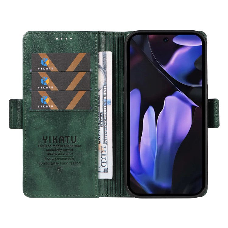 YIKATU YK-007 For Google Pixel 9a Case Side Buckle PU Leather Phone Cover Litchi Texture - Green
