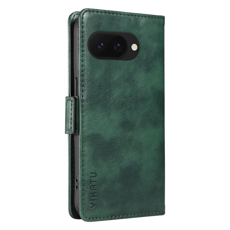 YIKATU YK-007 For Google Pixel 9a Case Side Buckle PU Leather Phone Cover Litchi Texture - Green