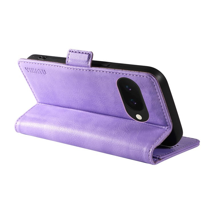 YIKATU YK-007 For Google Pixel 9a Case Side Buckle PU Leather Phone Cover Litchi Texture - Purple