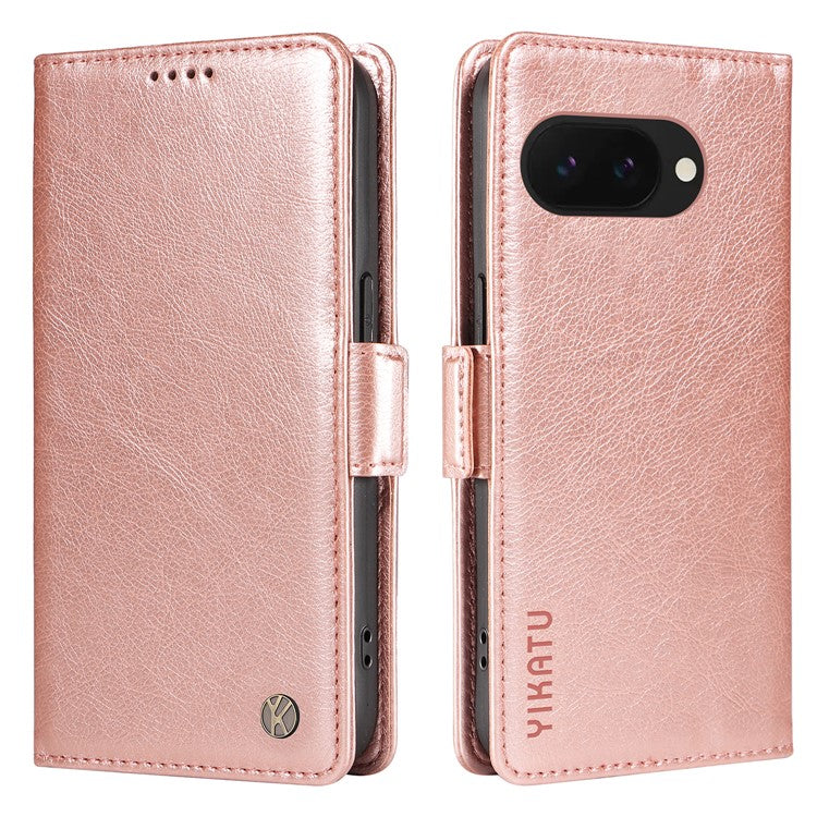 YIKATU YK-007 For Google Pixel 9a Case Side Buckle PU Leather Phone Cover Litchi Texture - Rose Gold