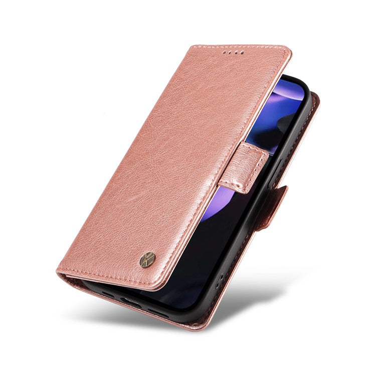 YIKATU YK-007 For Google Pixel 9a Case Side Buckle PU Leather Phone Cover Litchi Texture - Rose Gold