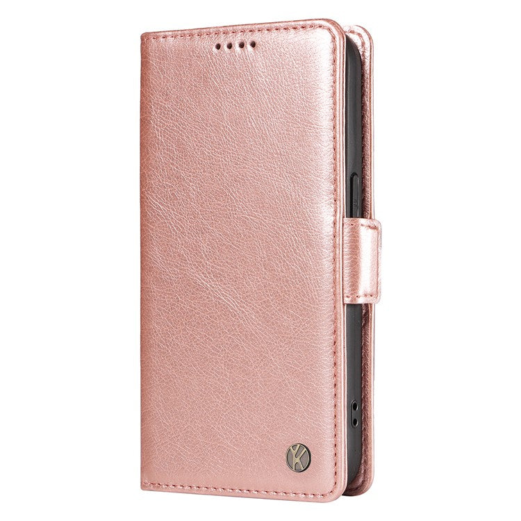 YIKATU YK-007 For Google Pixel 9a Case Side Buckle PU Leather Phone Cover Litchi Texture - Rose Gold