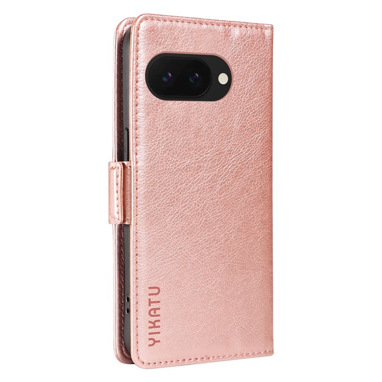 YIKATU YK-007 For Google Pixel 9a Case Side Buckle PU Leather Phone Cover Litchi Texture - Rose Gold