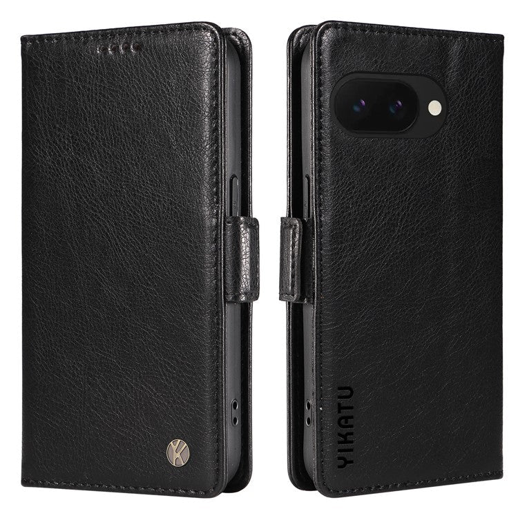 YIKATU YK-007 For Google Pixel 9a Case Side Buckle PU Leather Phone Cover Litchi Texture - Black