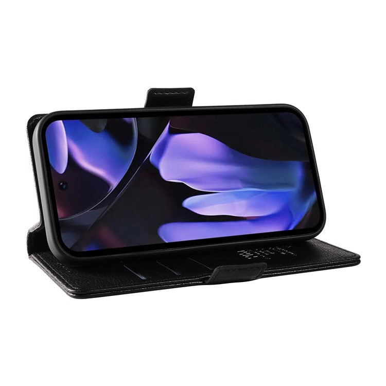 YIKATU YK-007 For Google Pixel 9a Case Side Buckle PU Leather Phone Cover Litchi Texture - Black