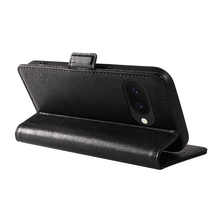 YIKATU YK-007 For Google Pixel 9a Case Side Buckle PU Leather Phone Cover Litchi Texture - Black