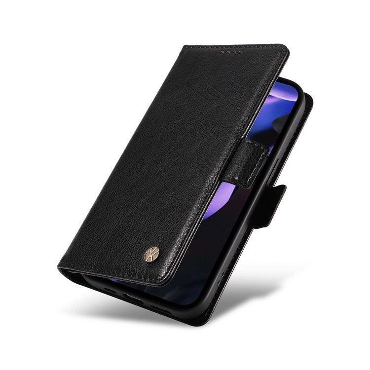 YIKATU YK-007 For Google Pixel 9a Case Side Buckle PU Leather Phone Cover Litchi Texture - Black