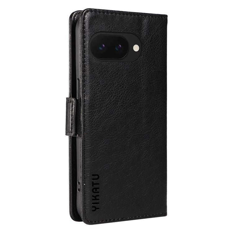 YIKATU YK-007 For Google Pixel 9a Case Side Buckle PU Leather Phone Cover Litchi Texture - Black