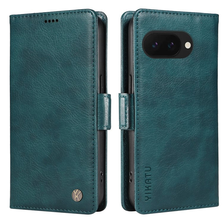 YIKATU YK-007 For Google Pixel 9a Case Side Buckle PU Leather Phone Cover Litchi Texture - Blue