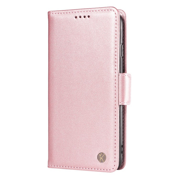 YIKATU YK-003 For Samsung Galaxy A36 5G Case Wallet Stand Leather Phone Cover Side Buckle - Rose Gold