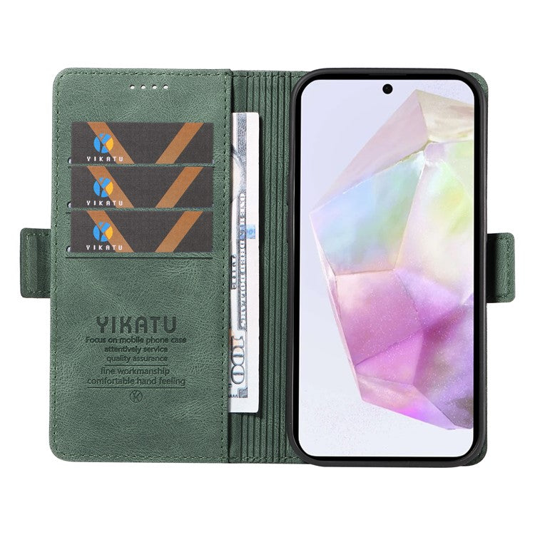 YIKATU YK-005 For Samsung Galaxy A36 5G / A56 5G Case PU Leather Wallet Phone Cover Skin Touch Feeling - Green