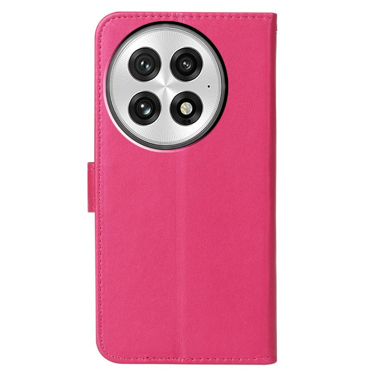 For OnePlus 13 Case with Card Holder PU Leather Flip Wallet Phone Cover - Rose