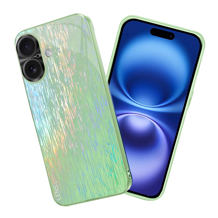 For iPhone 16 Back Cover Dazzling Color Style Shockproof Phone Case - Green