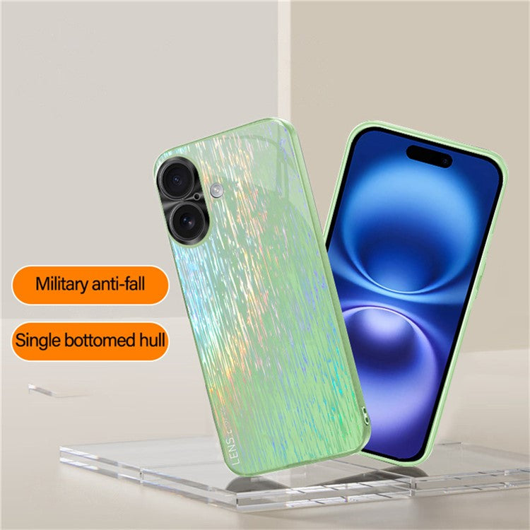 For iPhone 16 Back Cover Dazzling Color Style Shockproof Phone Case - Green
