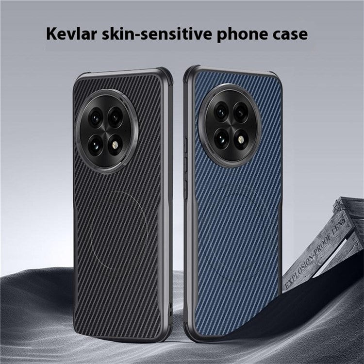 For OnePlus 13 Case Compatible with MagSafe Carbon Fiber PU+PC+Silicone Protective Cover - Black