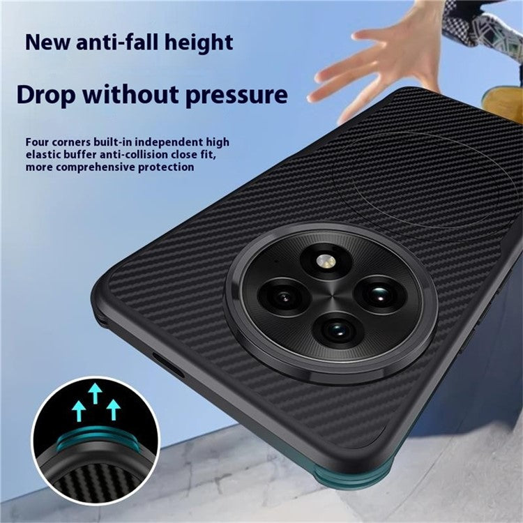 For OnePlus 13 Case Compatible with MagSafe Carbon Fiber PU+PC+Silicone Protective Cover - Grey