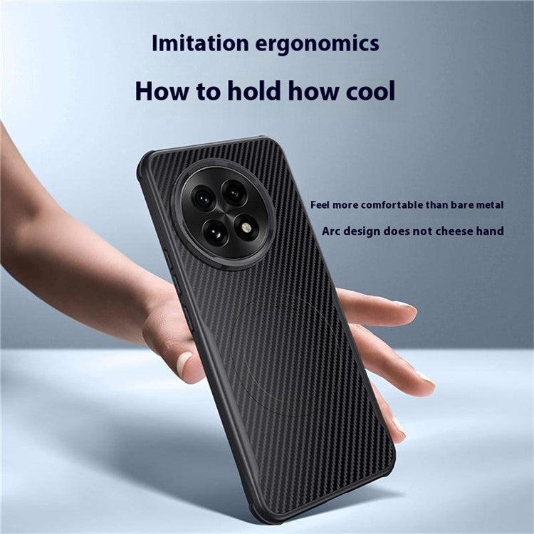 For OnePlus 13 Case Compatible with MagSafe Carbon Fiber PU+PC+Silicone Protective Cover - Grey