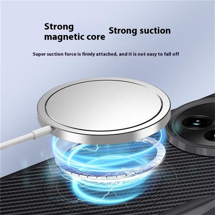 For OnePlus 13 Case Compatible with MagSafe Carbon Fiber PU+PC+Silicone Protective Cover - Grey