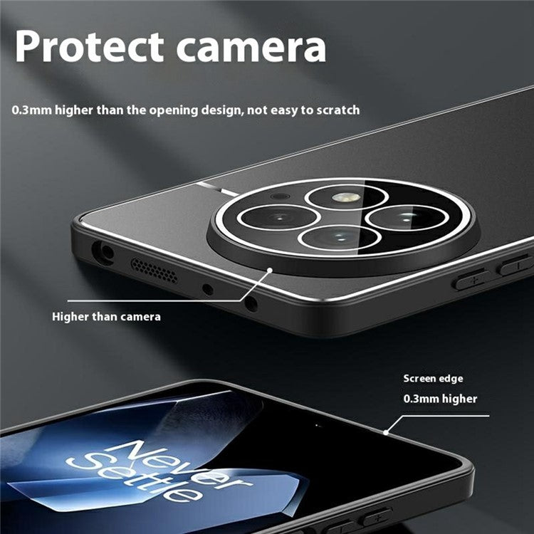 For OnePlus 13 Case PC+TPU Matte Back Phone Cover with Lens Film - Grey